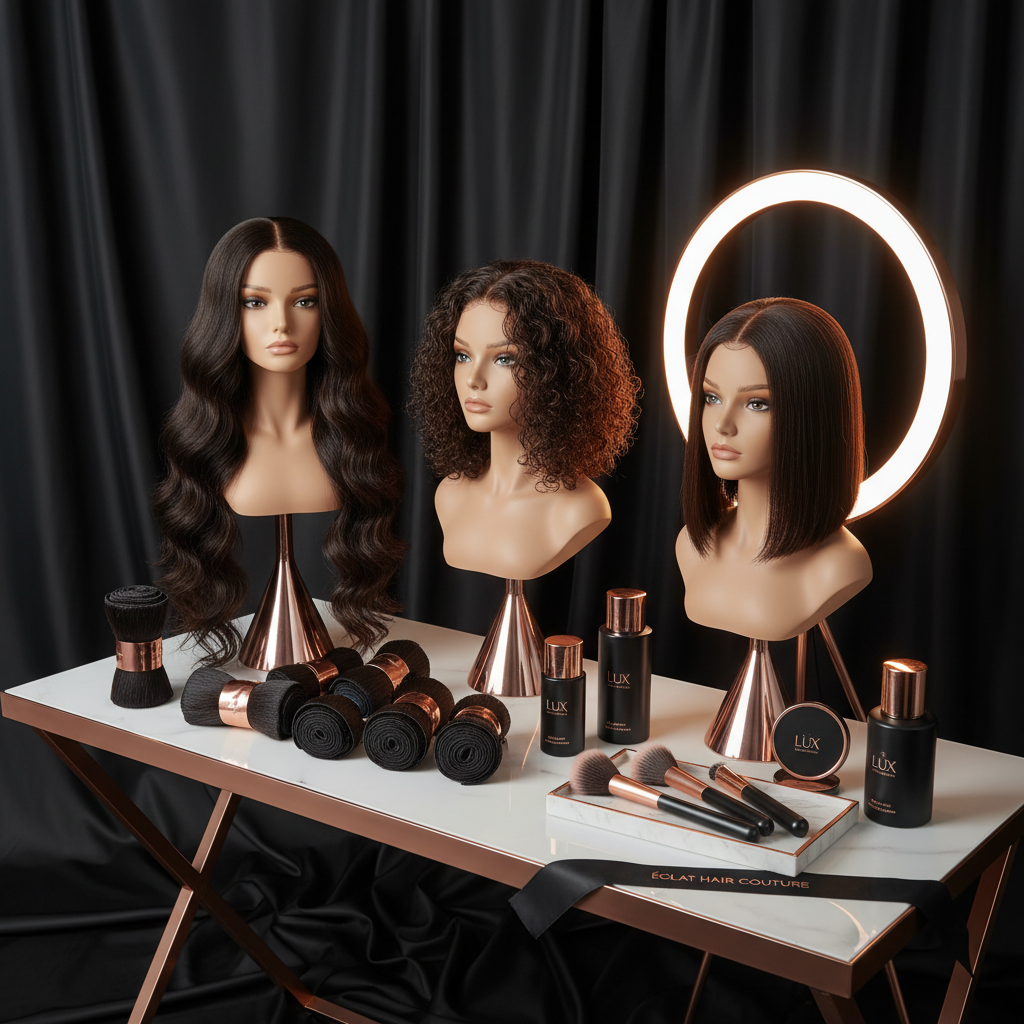 Premium Hair Bundles and Beauty Products Display